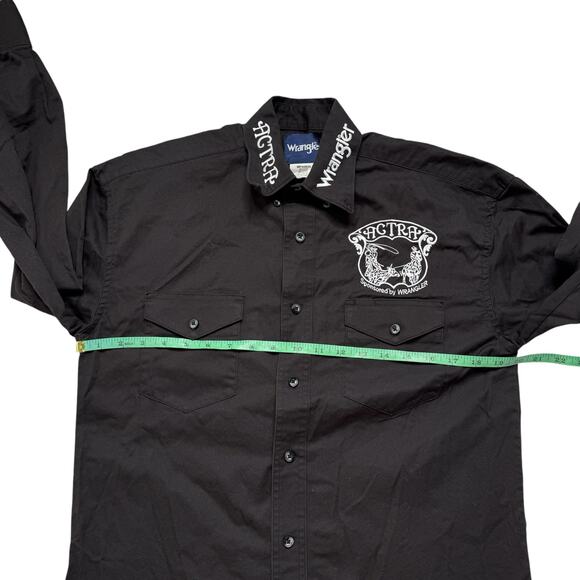 WRANGLER ACTRA Black Embroidered Button Up Western Shirt Size Small Mens Roping - Picture 5 of 7